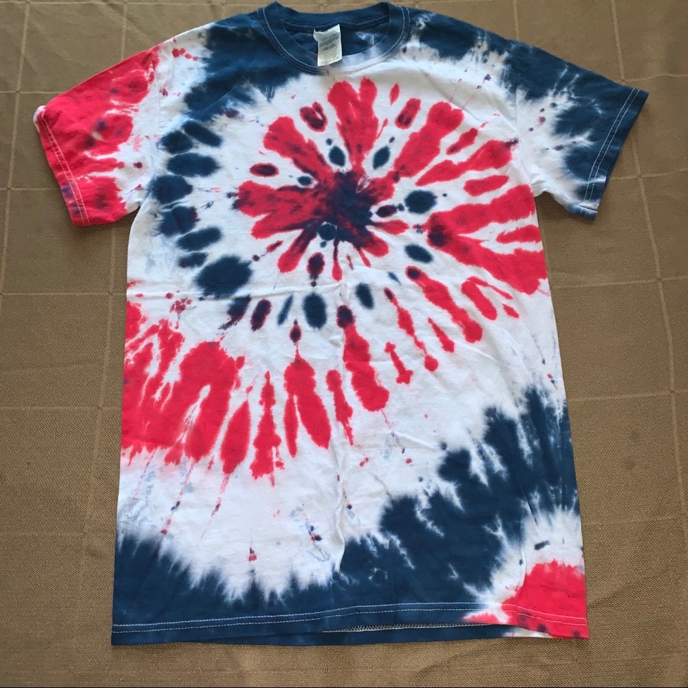 Red White and Blue Tie Die Tee Shirt